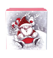 Yılbaşı Noel Baba ve Geyik Motifli Hediye Kutusu 15x7 cm