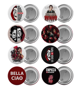 La Casa De Papel Çanta Rozeti Seti 8 Adet En Büyük Boy 5.8cm İğneli Broş