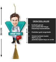 Doktor Kostümlü Erkek Karikatürlü Ahşap Dikiz Ayna Araba Süsü