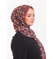 Geometrik Desen Modal Seri Şal Eşarp Askısı ile Birlikte 75x200 cm Kiremit Gri-7