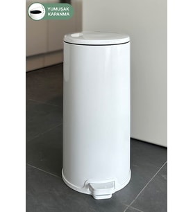 Yumuşak Kapanan Çelik Çöp Kovası, Banyo, Mutfak, Ofis İçin Beyaz Siyah