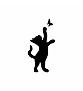 Kelebek Yakalayan Kedi Duvar Sticker Siyah 11x20 cm