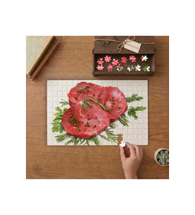 Baharatlanmış Kırmızı Et Tasarımı 240 parça Ahşap Puzzle Ahşap Kutuda MP01798