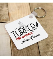 Kişiye Özel Türkçe Öğretmenine Özel Kare Anahtarlık