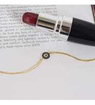 Kişiye Özel 925 Ayar Gümüş Çift Zincir Nazar Boncuğu Bileklik (Gold)