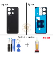 Infinix Note 30 Siyah Uyumlu Arka Kapak + Yapıştırıcı ve Vida Seti Arka Cam Batarya Pil Kapağı