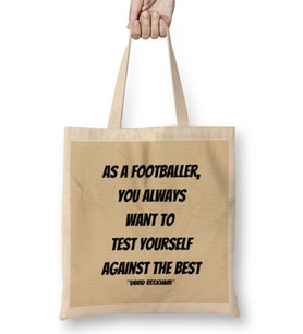 David Beckham Quotes Gift- Vintage Retro Rainbow Style Bez Çanta Uzun Saplı