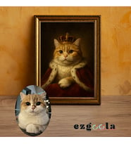 Ezgoola Özel Kedi Köpek Tablosu /Kral ve Karakter Serisi / Kişiye Özel Poster / Kedi & Köpek Hediye / Portre /  Özel Tablo /  Hediye / Poster