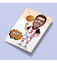 Kişiye Özel Erkek Basketbolcu Karikatürlü Tebrik Kartı