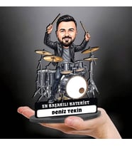 Baterist Müzisyen Erkeğe Hediye Kişiye Özel Karikatürlü Biblo