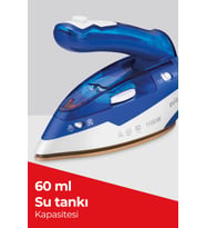 Evia Holiday EA-4603 Şok Buharlı Katlanabilir Dikey Ütüleme Özellikli Seyahat Üt (Mavi)