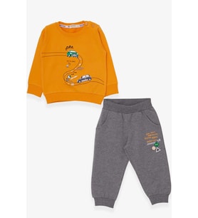 Breeze Erkek Bebek Eşofman Takımı Yarış Temalı 9 Ay-3 Yaş, Hardal Sarı