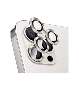 Iphone 11 Pro Max Uyumlu  Kamera Koruyucu Lens Mercek Metal Çerçeveli 3lü Set Gümüş Gri-silver