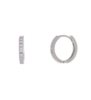 3 mm Baget Taşlı 925 Ayar Gümüş 20 mm Kadın Halka Küpe