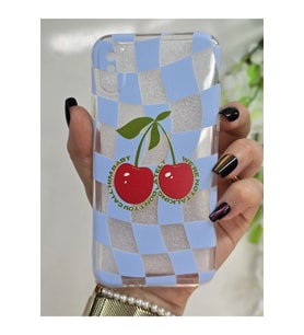 Iphone X / XS Uyumlu Kiraz Desenli Şeffaf Telefon Kılıfı