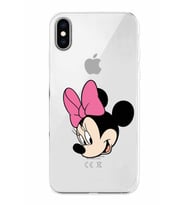 Apple iPhone X Uyumlu Kamera Korumalı Tıpalı Kapak Minnie Mouse TasarımlıŞeffaf Kılıf