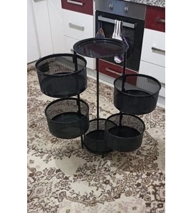 5 Katlı Metal Açılır Kapanır Paslanmaz Sebzelik Siyah