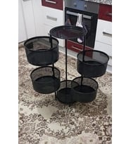 5 Katlı Metal Açılır Kapanır Paslanmaz Sebzelik Siyah