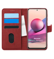 Microsonic Xiaomi Poco M5s Kılıf Fabric Book Wallet Kırmızı