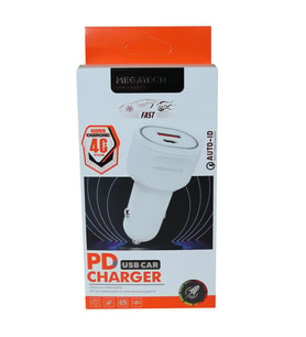 Megatech T05-M40 Beyaz  40W PD-USB Araç Çakmaklık Şarj Başlığı Hızlı Şarj (Karışık)