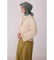 Etnik Desen %100 Twill İpek Eşarp BE04