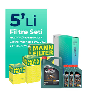 MANN Mitsubishi L200 2.5 Dizel Filtre Bakım Seti Castrol Motor Yağlı (2008-2015) 5 Li