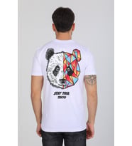 Minimal Ayı Desenli Beyaz T-shirt