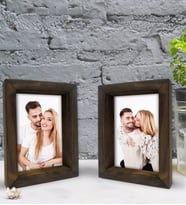 BK Gift Kişiye Özel Fotoğraflı Dekoratif 2'li Doğal Masif Ahşap Çerçeve 15x20cm-1 (Beyaz)
