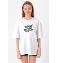 Top Gun Vintage Jet Stars Beyaz Kadın Oversize Tshirt