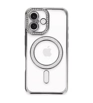 Apple İphone 16 Plus Kılıf Joke Simli Magneticsafe Kılıf - Gri