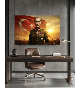MAREŞAL MUSTA KEMAL ATATÜRK Ev Duvar Salon Ofis Hediyelik Dekarasyon Kanvas Tablo