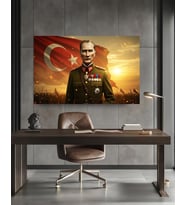 MAREŞAL MUSTA KEMAL ATATÜRK Ev Duvar Salon Ofis Hediyelik Dekarasyon Kanvas Tablo