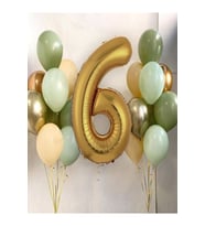 1-9 Yaş Gold Balon Ve 16 Balon (4küfyeşil+4mintyeşil+4somon+2gold+2gümüş) 16ın1
