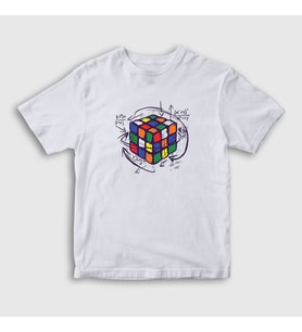 Presmono Unisex Çocuk Beyaz Solving Rubiks Cube Rubik Kupu T-Shirt 340608tt (Beyaz)