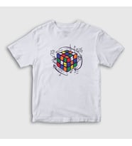 Presmono Unisex Çocuk Beyaz Solving Rubiks Cube Rubik Kupu T-Shirt 340608tt (Beyaz)