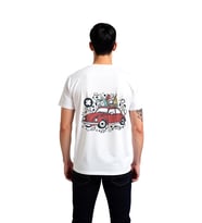 Erkek Vintage Otomobil Grafik Baskılı Pamuklu Tişört Retro Sanat Desenli Rahat Kesim Günlük Modern
