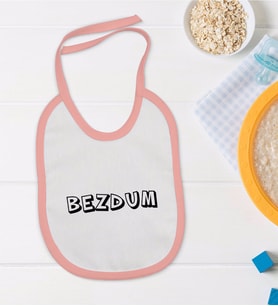 BK Kids Bezdum Tasarımlı Pembe Bebek Mama Önlüğü-2