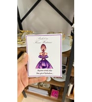 Kına Hatırası Kartı 8x12 cm 63 Adet Mor Kıyafetli Gelin Söz, Kına, Nişan, Düğün  - Arletikettasarım