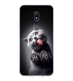 PrintiFy Xiaomi Redmi 8A ile Uyumlu 1mm Slim Fit Kedi 2 050c Baskılı Şeffaf  Kılıf