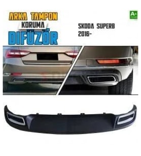 Skoda SuperB Uyumlu Arka Tampon Difüzör Egzozlu OEM Stil 2016 Üzeri Parça