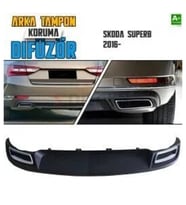 Skoda SuperB Uyumlu Arka Tampon Difüzör Egzozlu OEM Stil 2016 Üzeri Parça