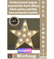 #GeceLambası Dekoratif Modern Gün Işığı Pilli Duvar Masa Üstü Led Işıklı Beyaz Yıldız Gece Lambası