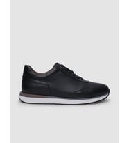 %100 Hakiki Deri Siyah Bağcıklı Erkek Sneaker