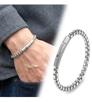 💎 Premium Tekli 4mm Arnavut Model Çelik Zincir Erkek Bileklik – Çelik Kilitli 31835B2D6  -  20 cm