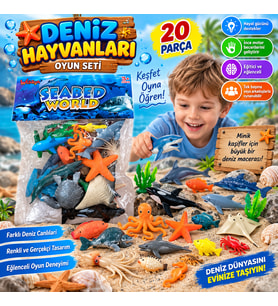 Deniz Hayvanları 20 Parça Oyuncak Seti Eğitici Deniz Canlıları Figürleri Çocuklar İçin Eğlenceli SET