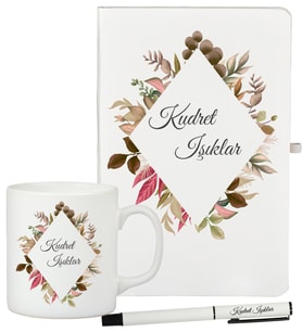 Arkadaşa Hediye Arkadaşa Doğum Günü Hediyesi Kişiye Özel Defter Kupa ve Roller Kalem
