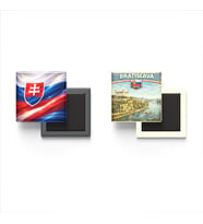 Buzdolap Magnetleri - Slovakya Bayrağı ve Bratislava Retro Tema - 2'li Set Magneti