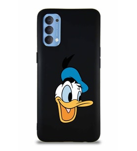 Oppo Reno 4 Soft Premier Kapak Donald Duck-A Tasarımlı Silikon Kılıf - Siyah (Şeffaf)