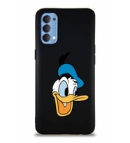 Oppo Reno 4 Soft Premier Kapak Donald Duck-A Tasarımlı Silikon Kılıf - Siyah (Şeffaf)