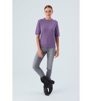 Peraluna NICOLE BLOUSE Saç Örgülü Kısa Kollu Kaşmirli Kadın Triko Bluz - Pastel Mor
